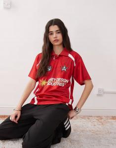 Футболка-поло Obey с коротким рукавом и логотипом красного цвета