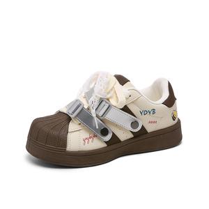 Стильные износостойкие и легкие низкие скейтерские туфли для женщин Lovely You KEAIDENI, желтый коричневый[Lace Shoelace]