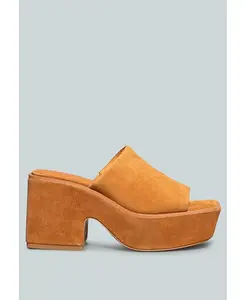 Женские шлепанцы BARDOT из тонкой замши ручной работы на платформе Rag & Co, загар/бежевый