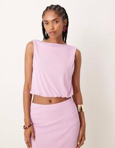 Комбинируемый полупрозрачный сетчатый топ с подолом-фонариком сиреневого цвета Asos Design