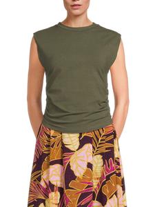 Укороченный топ из джерси с рюшами Renee C., оливковый