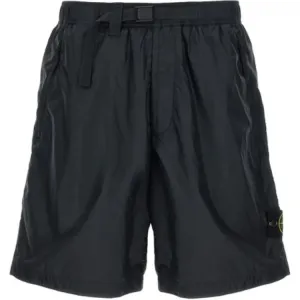 Шорты с лого-патчем STONE ISLAND, темно-синий