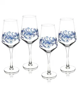 Набор из 4 синих итальянских бокалов для вина Spode