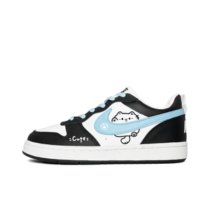 Nike Court Borough Cute Meowth Slip Resistant Abrasion Resistant Low top Детский скейтбординг кроссовок Blue Black Подростки