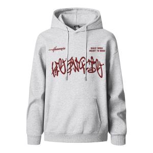 Толстовка Unisex Hooded Moderate Heavyweight HUANQIU, heather серый-красный