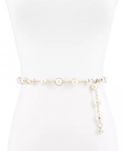 Женский ремень-цепочка с имитацией жемчуга и золотистой цепочкой Sam Edelman, мультиколор