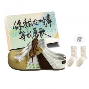 JimiXiong Женские скейтерские кроссовки лоу-топ желто-коричневые + коробка + носки в подарок, цвет Yellow Brown+Box+Gift Socks