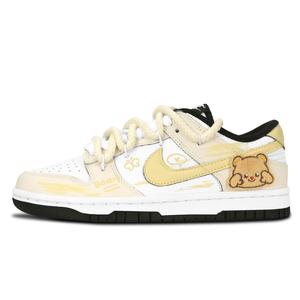 Nike Кроссовки для скейтбординга Dunk Black White, Soft Bear, износостойкие, унисекс, светло-желтые