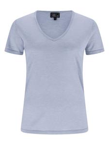 Футболка с V-образным вырезом небесно-голубого цвета CASH-MERE.CH