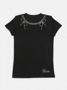 Нора с стразами и лентами футболка Guess Factory, черный