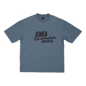 Футболка hand-drawn bb icon t-shirt medium fit 'blue black' Balenciaga, синий