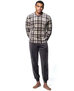 Мужская пижама из бархата в клетку SOY, коричневый