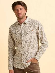 Хлопковая рубашка Bexwell Regular Fit с принтом листьев Brakeburn, Cream