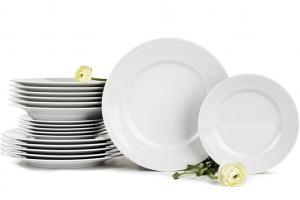 Сервиз Konsimo обеденный на 6 персон (18 предметов) "АМЕЛИЯ", белый, фарфор, элегантный, 19 см/26 см/23 см