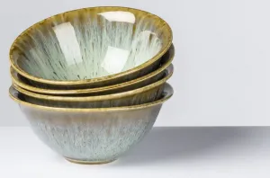 Чаша для хлопьев gipfelstück "Берег реки", 4 предмета, керамогранит, реактивная глазурь, необычная, визуальный цветовой градиент, Ø 15 см, синий/бирюзовый/коричневый