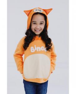 Детская флисовая толстовка с капюшоном для мальчиков, играющих в бинго, для папы и мамы, для семейного косплея Bluey, Orange, bingo