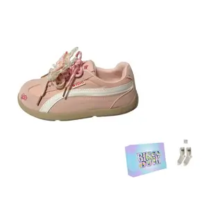 BINGO DUCK Женские скейтерские кеды лоу топ с розовым бантом, цвет Pink Bowknot