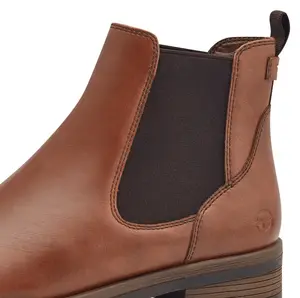 Ботинки Tamaris Chelsea, блочный каблук, ботильоны, деловая обувь, слипоны, петля для затягивания, цвет Cognac