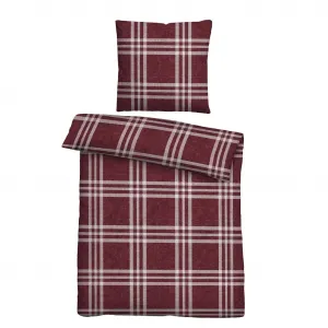 Постельное белье Melange Flannel Check Burgundy 155x220 см + 80x80 см Biberna