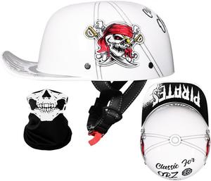 Полушлем мотоциклетный YEATLM R03 Baseball Vintage, белый