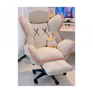 Игровое кресло Insdea TQA021-III с подставкой для ног, белый/розовый