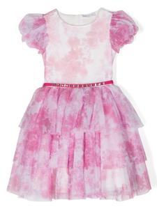 Monnalisa платье мини с цветочным принтом, белый