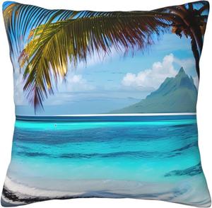 CarXs Подушка с двусторонним принтом "Таитянский пляж" для дивана и кровати Tahiti Beach