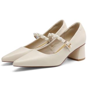 Туфли Мэри Джейн на толстом каблуке D FUSE SCANDINAVIA женские D:FUSE SCANDINAVIA, Ecru