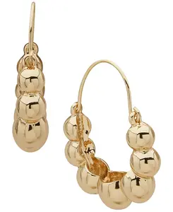 Объемные серьги-кольца динамичного золотистого оттенка Anne Klein, gold