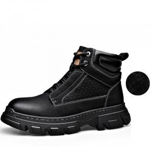 SHUPATE Мужские черные зимние ботинки на шнуровке с меховой подкладкой, цвет Black Fleece-Lined