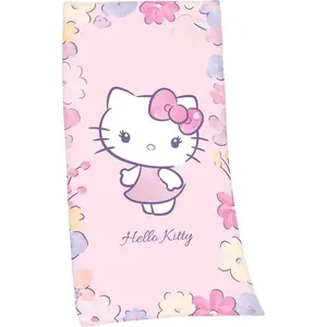 Полотенце для купания, ярко окрашенное и с принтом Hello Kitty, Rosé