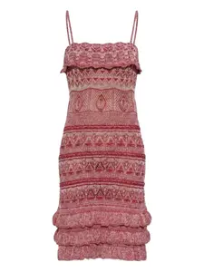 Мини-платье на тонких бретелях с оборками Etro, красный