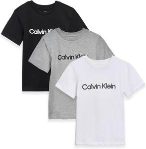 Футболки с графическим логотипом Calvin Klein для мальчиков, упаковка из 3 шт., Black/White/ Heather Gray