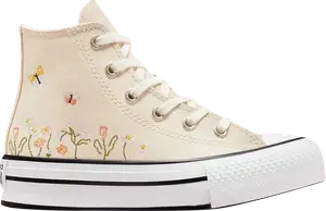 Кроссовки Converse Chuck Taylor All Star Lift Platform High PS Floral Embroidery - Natural Ivory, кремовый