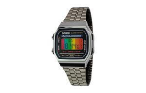 CASIO Мужские часы Retrofit Series с кварцевым механизмом, стальной браслет, черный циферблат