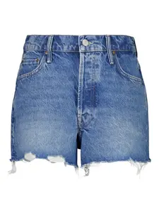 Джинсовые шорты с бахромой MOTHER, синий