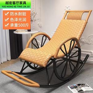 Fantasy Кресло-качалка из ротанга на колесах, модель wheeled, желтое, расширенное