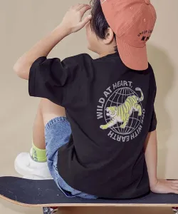 Футболка с коротким рукавом, 100% хлопок, с крупным силуэтом лабрадора, детская и младенческая одежда, весна/лето 2016 Devirock, цвет 014-Tiger-Black