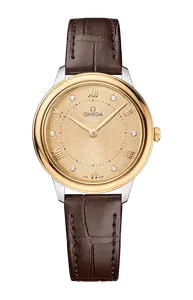 Часы Omega De ville prestige quartz с желтым золотом 30 мм