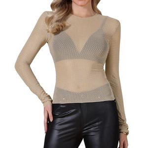Блузка Mesh с длинными рукавами и стразами для вечеринок Inspire Chic