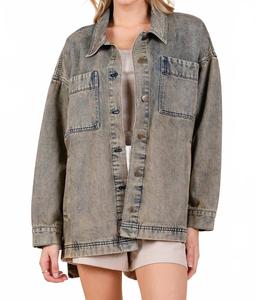 Джимовая оверсайз рубашка-куртка в синем цвете Mittoshop