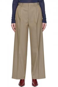 Auralee Бежевые светло-шерстяные брюки из макси-габардина, заправленные в две складки