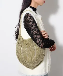 сумка-клатч/полуплечевая сумка из люрекса/вязаная крючком/сумка-саквояж