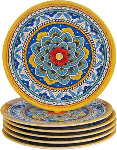 Certified International Portofino салатная/десертная тарелка 23 см, набор 6 шт, меламин, мультиколор, Medium