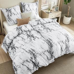 Комплект постельного белья Bedsure, 4 предмета, 135х200/80x80 см, белый/мрамор