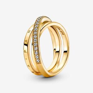 Кольцо Pandora Signature Crossover Pave Triple Band, золото