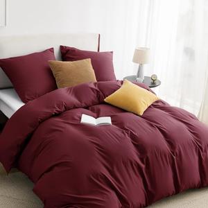 Комплект постельного белья Bedsure, 3 предмета, 200х200/80x80 см, бордовый