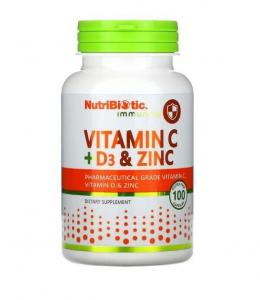 Иммунитет витамин C + D3 и цинк, 100 капсул, NutriBiotic