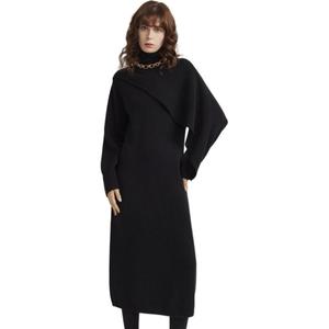 ELLE Женское черное платье с длинным рукавом