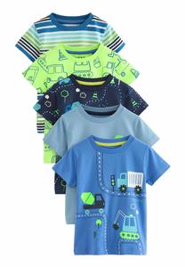 Футболка с принтом TRANSPORT SHORT SLEEVE FIVE PACK 3MTHS-7YRS Next, цвет blue green